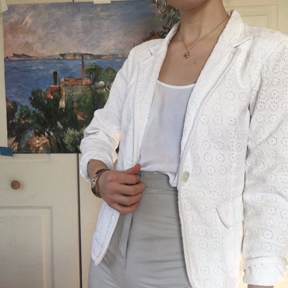 quality Liz Claiborne white blazer floral size 12